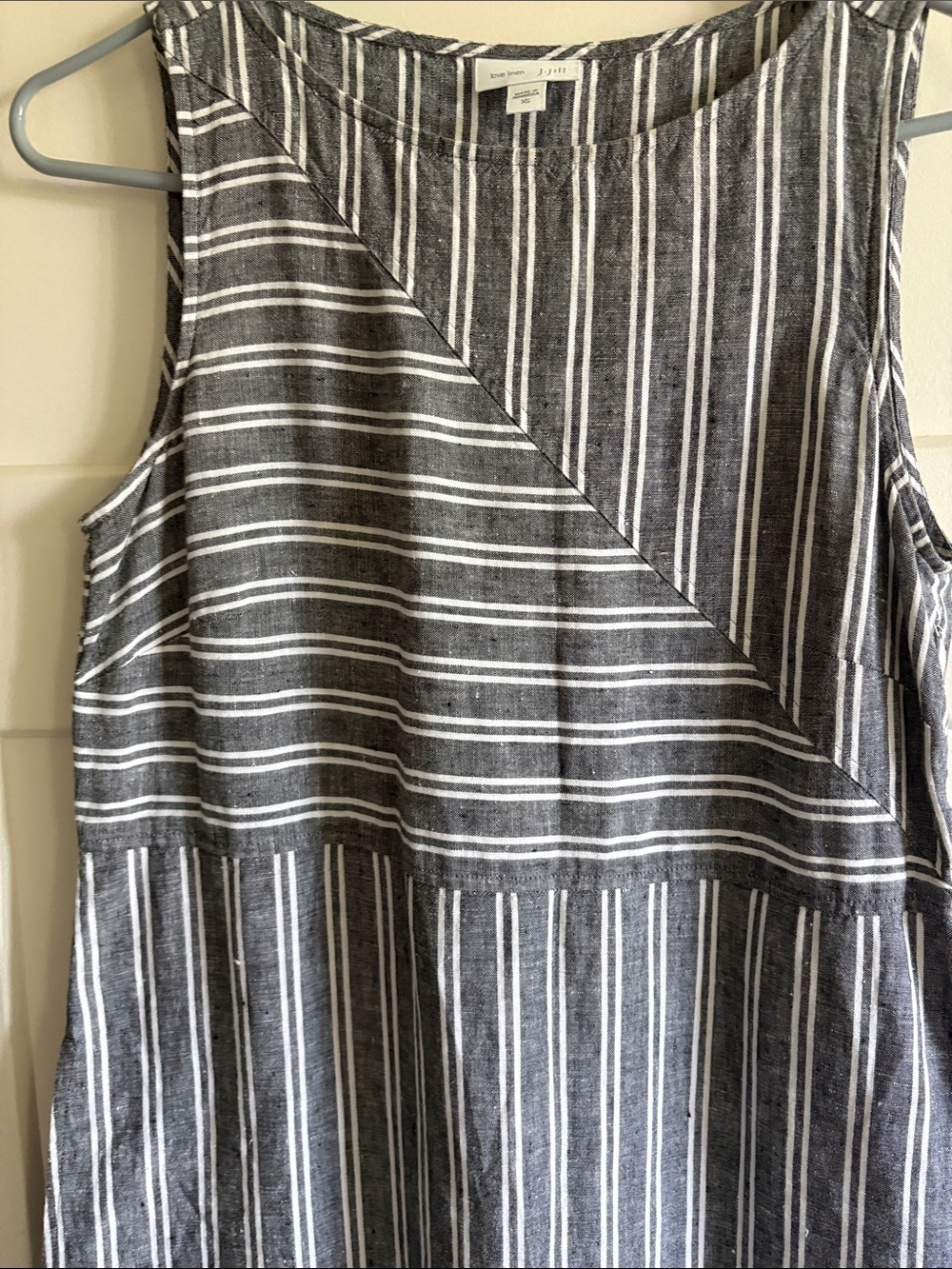 J. Jill Love Linen XS Striped Sleeveless Maxi Dress gray white minimalist EUC - Picture 3 of 13
